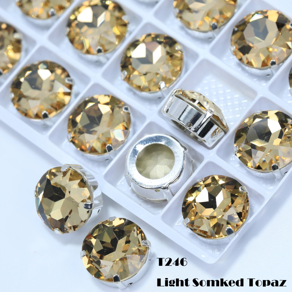 Size6-12 Top Quality DIY Crafts Sharp Bottom Fancy Gemstone Claw Drill Sew On Flatback Shiny Glass Crystal Rhinestones for Cloth