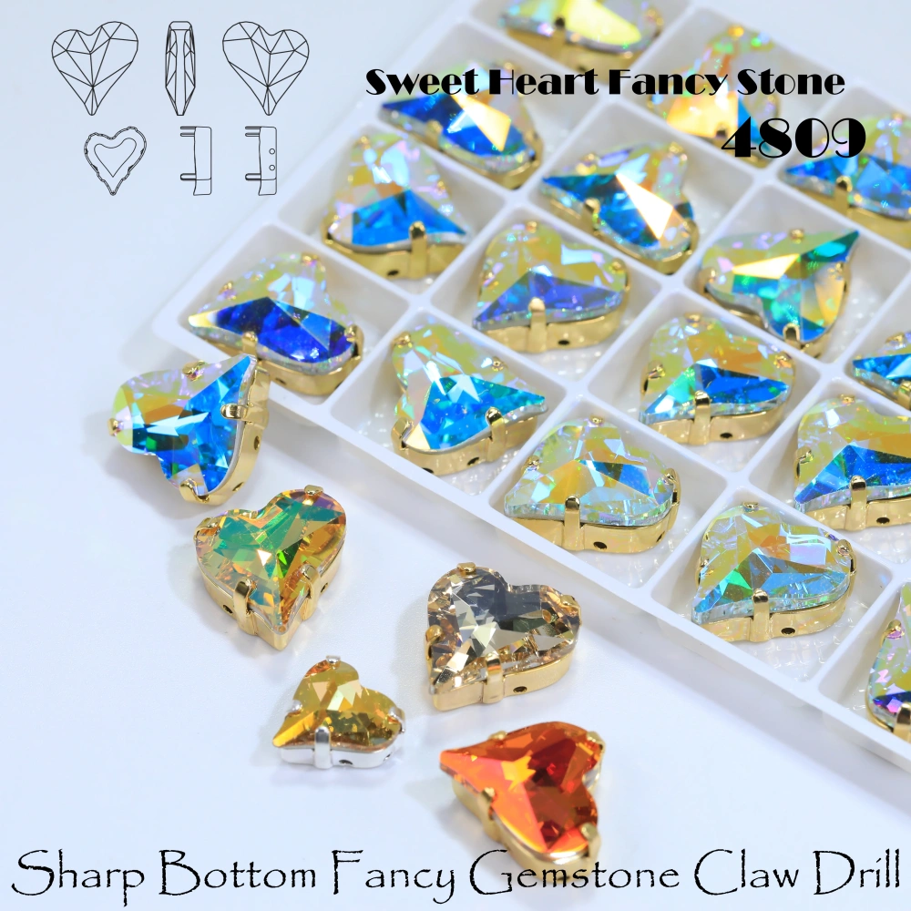 Shiny AB Crystal Top Rhinestones 4809 Sweet Heart Fancy Stone Claw Drill for DIY Jewelry Making Nail Arts Clothing Decorations