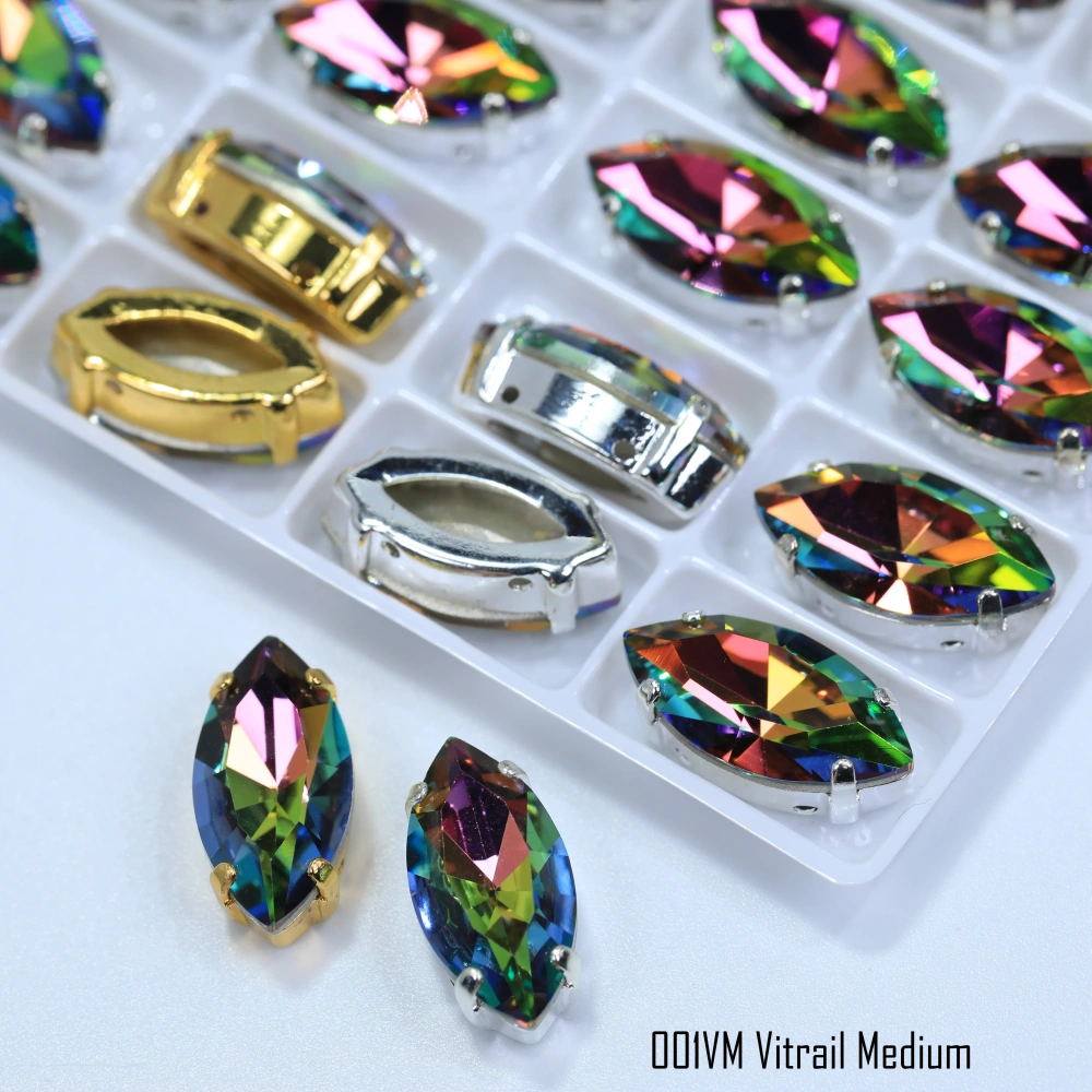 Sparkling Horse Eye Rhinestones Top Quality Glass Crystal Claw Sew On Beads White Coated For DIY Bags Shoes Phone Case Clothing
