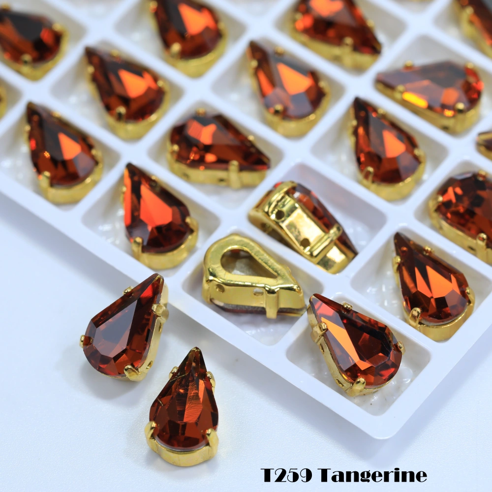 All Size Colour Tear Drop Glass Crystal Sewing Stone Sew on Rhinestones Gold Silver Claw Rhinestones For Garment Clothes Bags