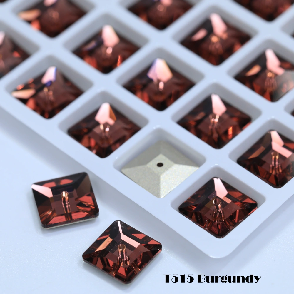 Premium Glass Crystal Square Lochrose Sew-on Stone White Coated Rhinestones For DIY Handmade Crafts Clothing Decor Accessories