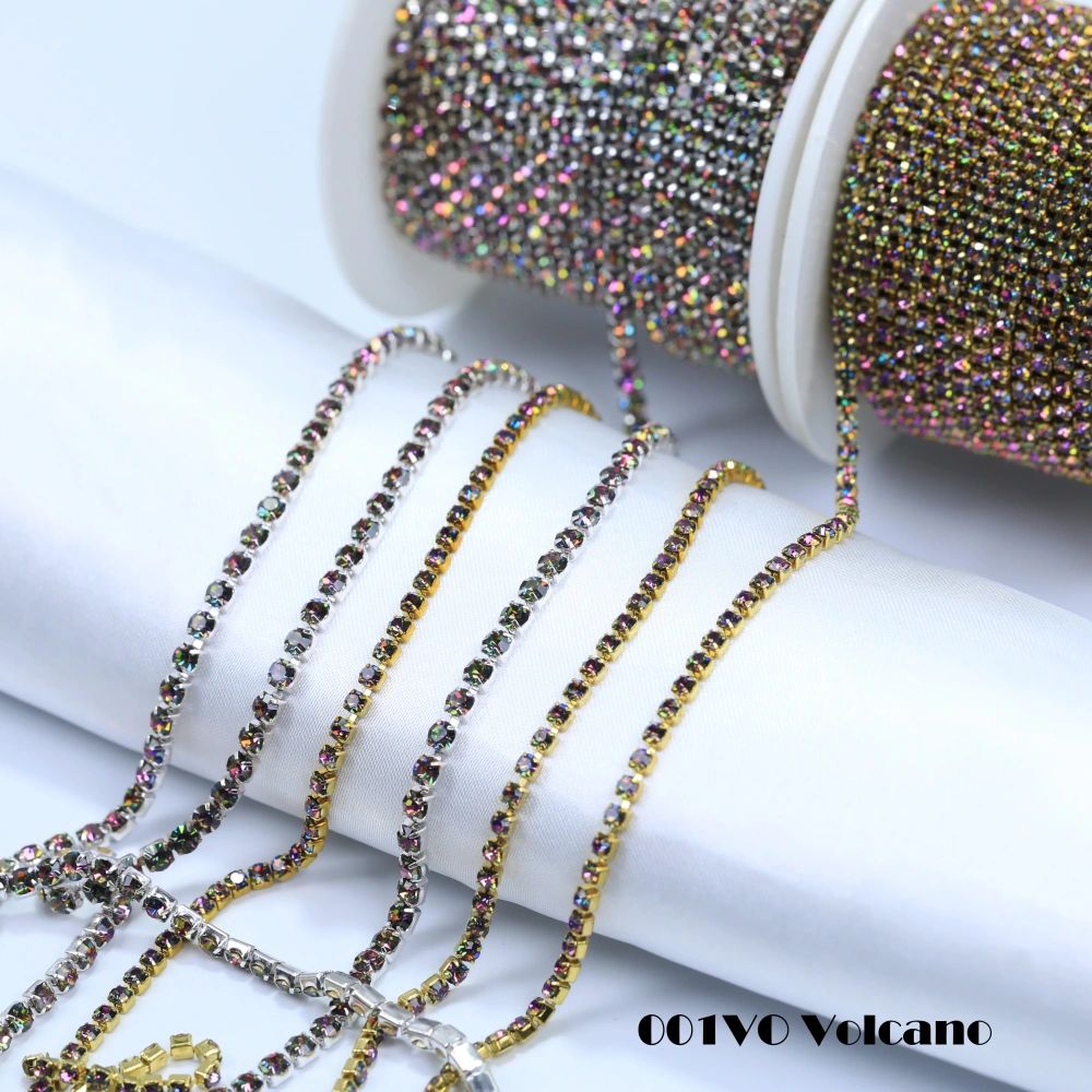 Round Crystal Rhinestone Claw Chain Sparkling AB Color Gold/Silver Plated DIY Jewelry Wedding Dress Shoes Bags Crafts Decoration