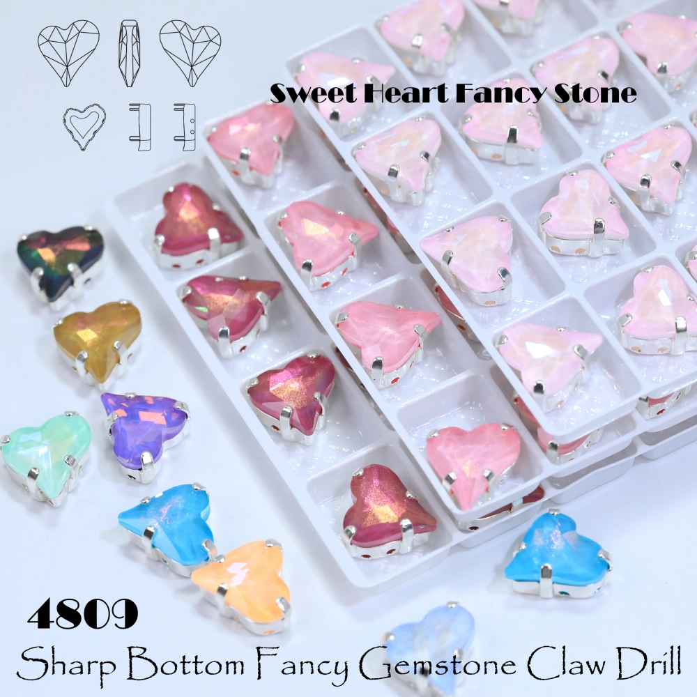 Sweet Heart Fancy Stone Claw Rhinestones Bright Lacquer Finish Plating Effect Top Quality Shine Crystal for Clothing Decoration