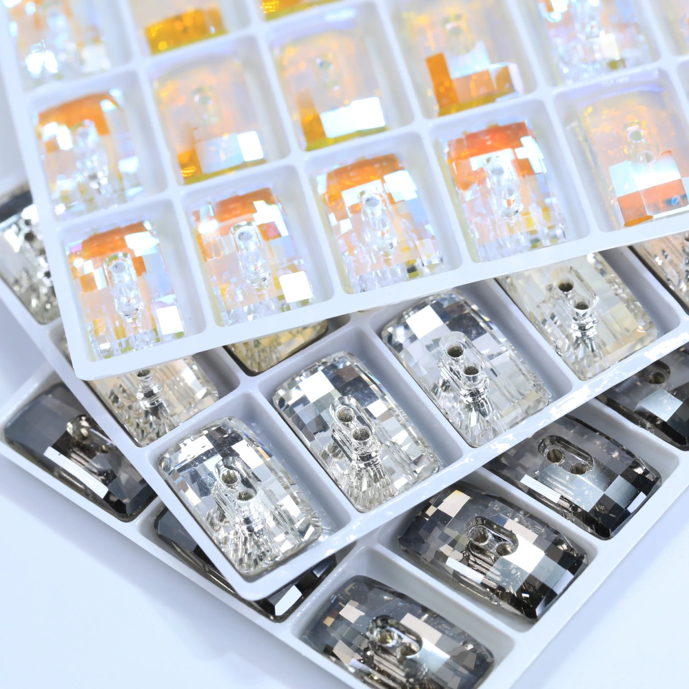 Normal Color Rhinestones Rectangle Square Chessboard Crystal Buttons Stone-Design Version DIY Garment Accessories Dress Crafts
