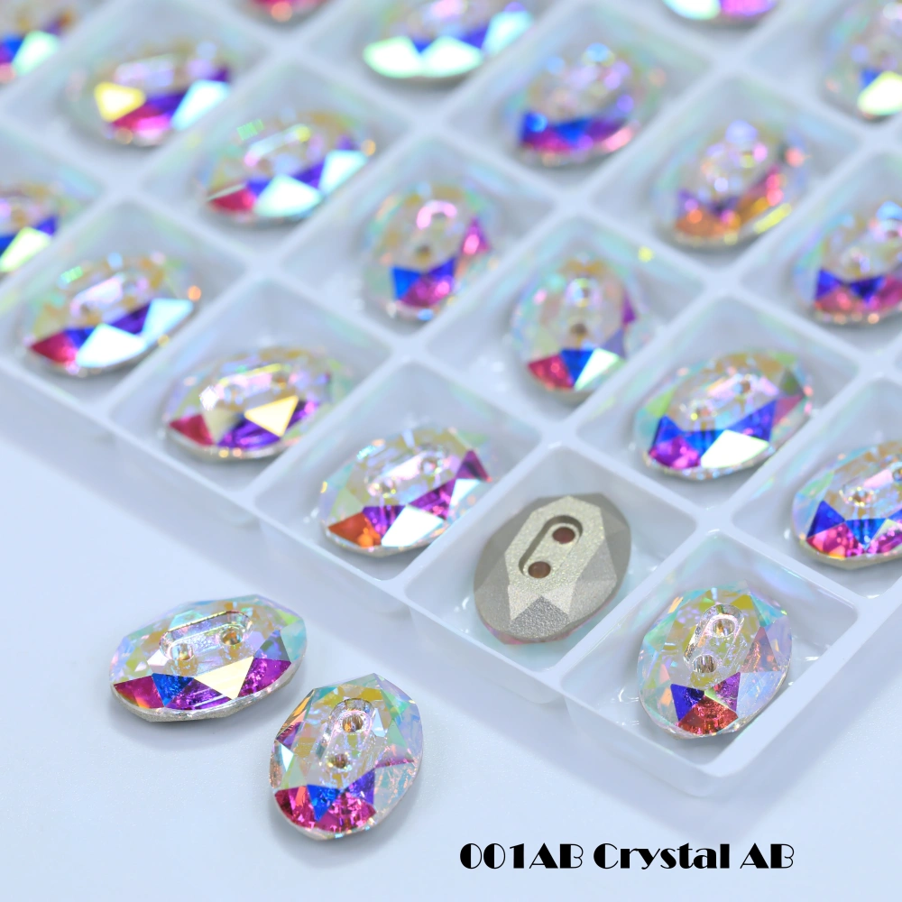 Normal Color Rhinestones Oval Buttons Stone-Design Version Superior Glass Crystal Sparkling Fancy DIY Wedding Dress Accessories