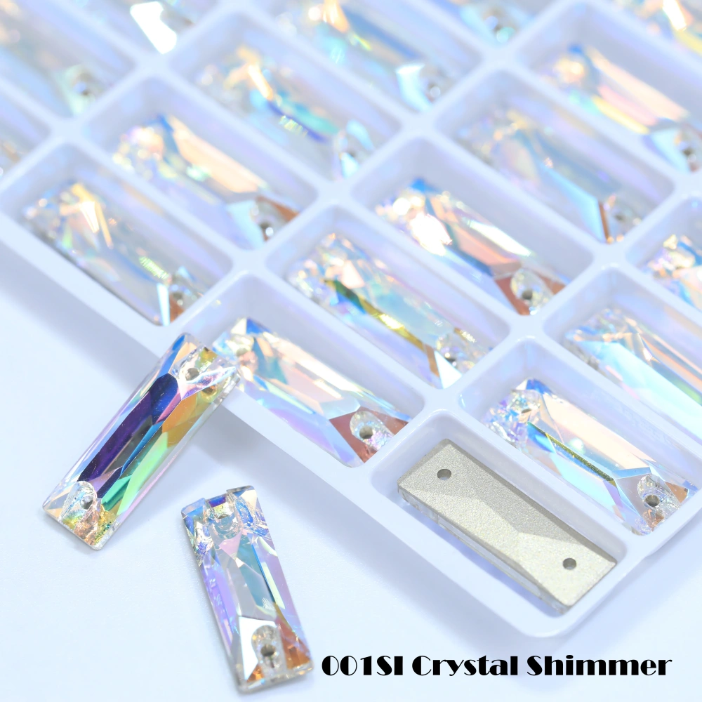 White Coated Cosmic Baguette Sew On Stones Long Glass Crystal Wedding Party Decor Nail Art DIY Craft Ornaments Craft Supplies