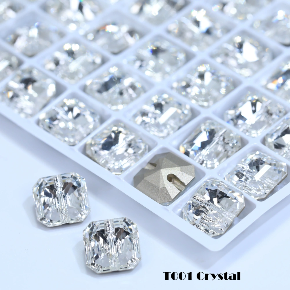 Princess Square Cross Hole Buttons High-Quality Glass Crystal Buttons for DIY Garment Decoration & Handicraft Making