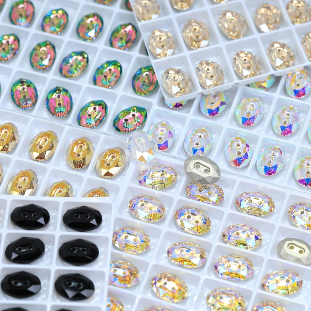 Normal Color Rhinestones Oval Buttons Stone-Design Version Superior Glass Crystal Sparkling Fancy DIY Wedding Dress Accessories