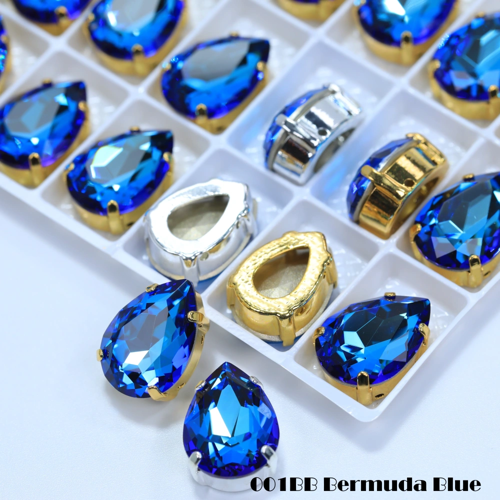 Top Grade Glass Crystal Chubby Teardrop Claw Rhinestones White Coated Colorful Shiny for Bags Shoes Apparel Phone Case DIY Nail