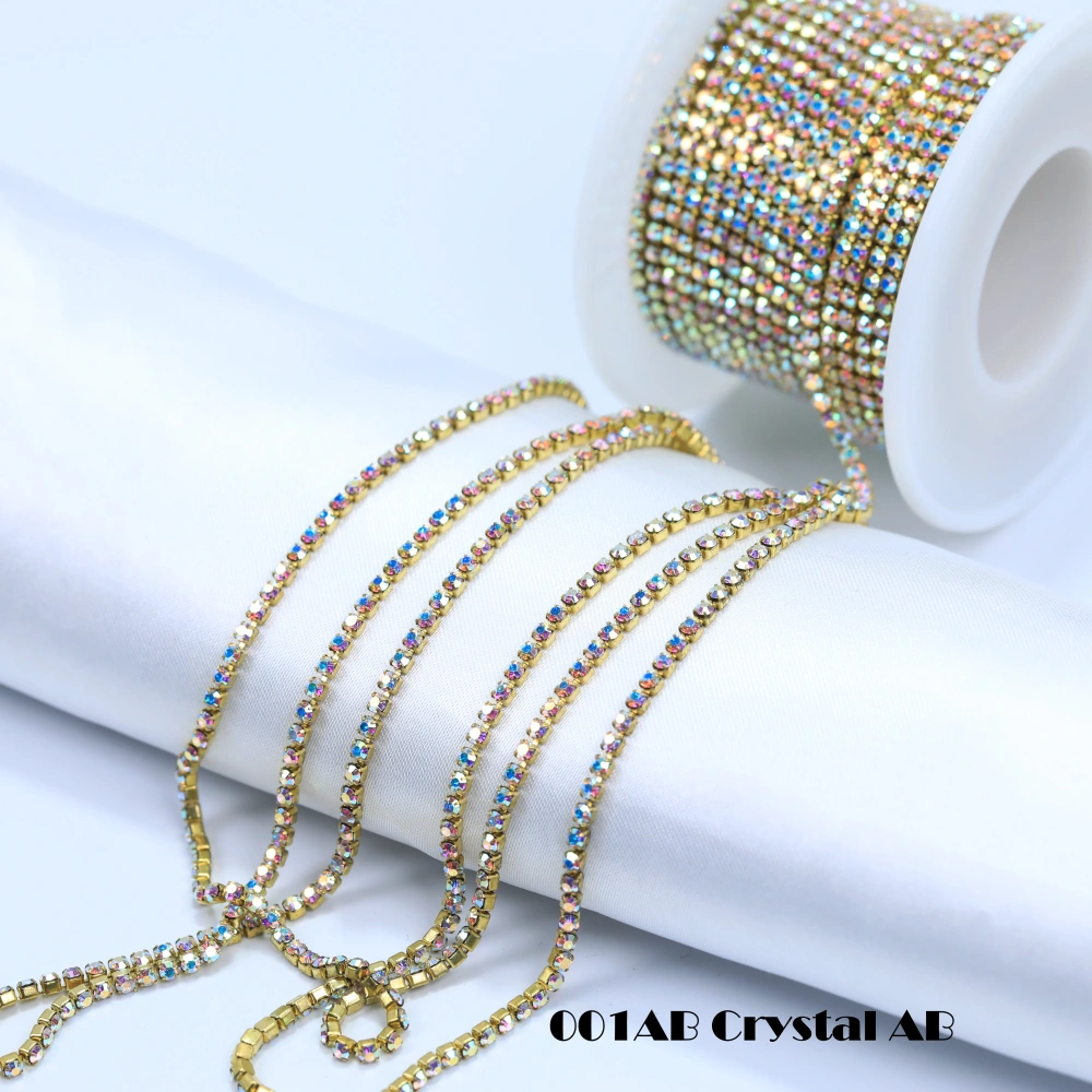 Round Crystal Rhinestone Claw Chain Sparkling AB Color Gold/Silver Plated DIY Jewelry Wedding Dress Shoes Bags Crafts Decoration