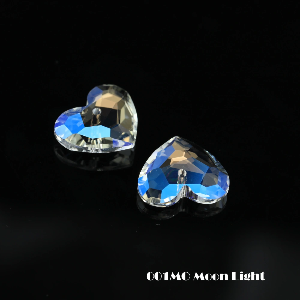Shiny Single Hole Rhinestones Truly in Love Heart Pendant Crystal Stones For DIY Jewelry Making Necklace Earring Handmade Crafts