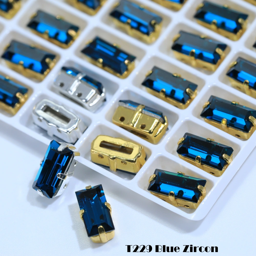 Top Quality Color Glass Crystal Baguette Rectangle Pointed Back Sew on Claw Rhinestones Shiny Fancy Loose Stones DIY Garment bag
