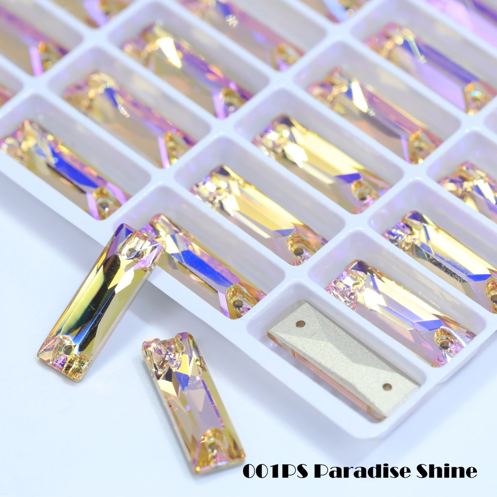 White Coated Cosmic Baguette Sew On Stones Long Glass Crystal Wedding Party Decor Nail Art DIY Craft Ornaments Craft Supplies