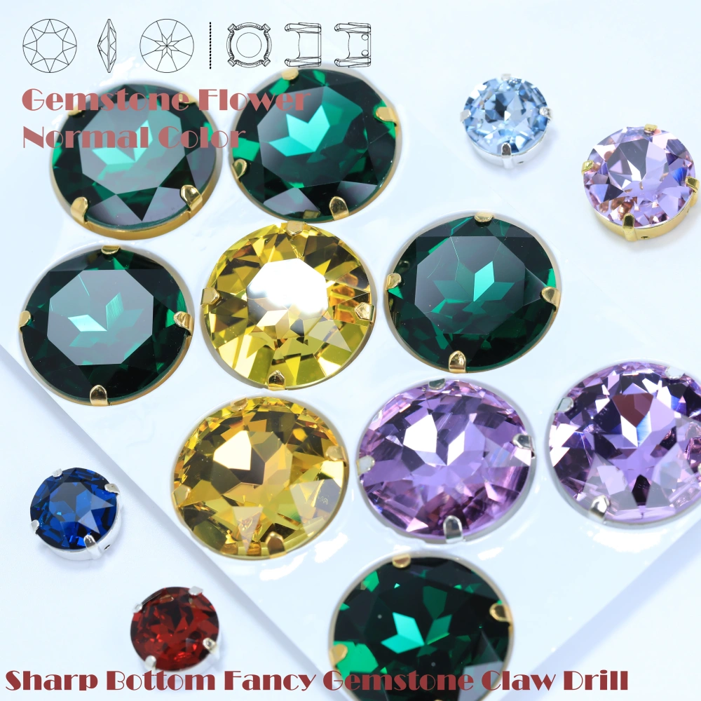 Sparkly Color  Gemstone Flower Big Glass Crystal Sewing Stones Clothing Phone Case Bedazzling Bag Decor Bling DIY Craft Supplies