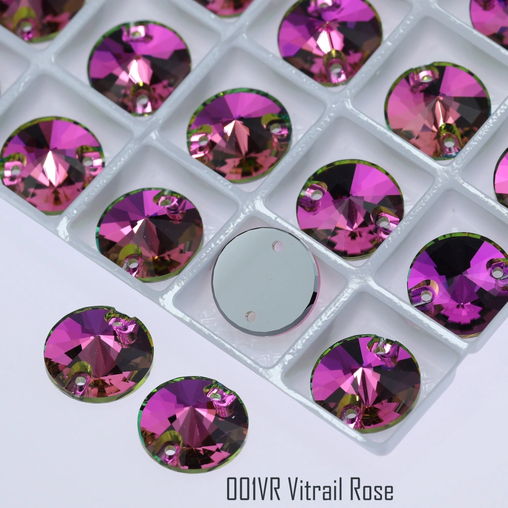 Rivoli Sew-on Stone Crystal Plating Effect Sparkling Fancy Sewing Stones Glass Crystal Rhinestones for DIY clothing and wedding