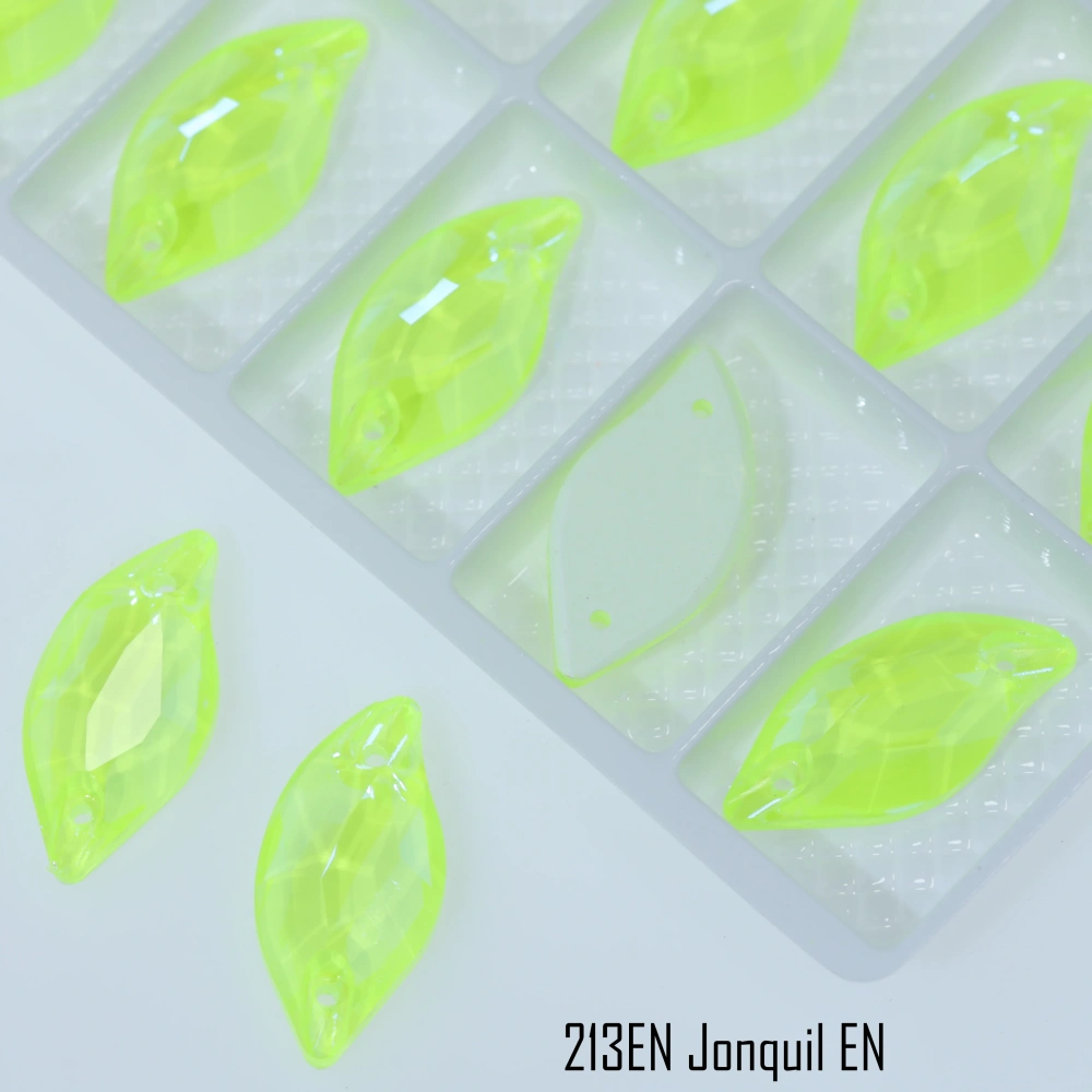 Luminous Leaf Shape Glass Rhinestones Top Quality Sew-on Crystal Stones with Paint Effect Sparkling Diamond Like for Garment Bag