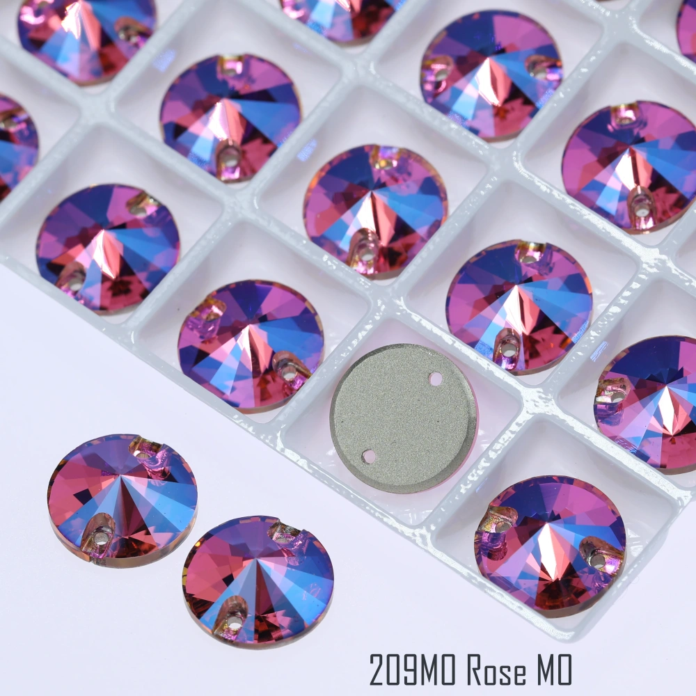 Rivoli Style Glass Crystal Sew-on Stones Normal Color Plating Effect MO Shiny Hand Sewing Gemstones for DIY Clothing Rhinestones