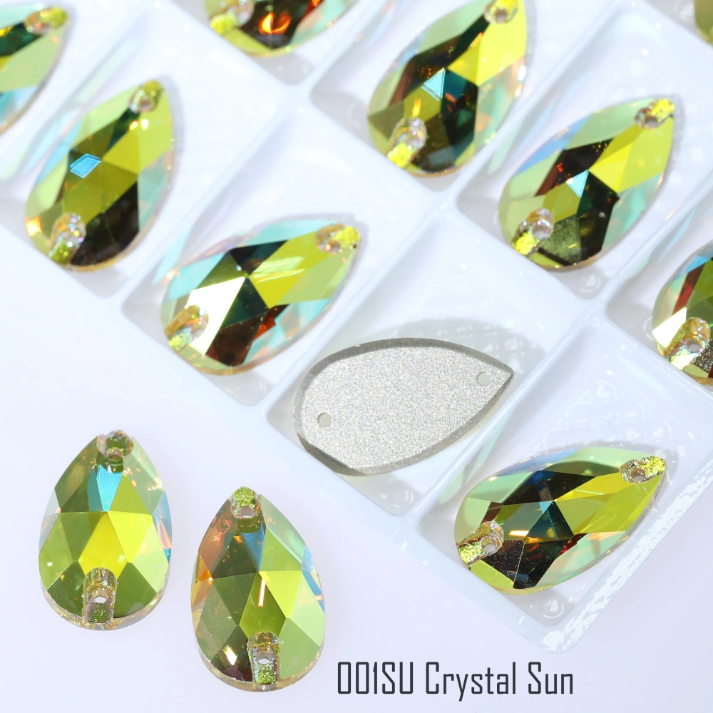 Top Quality Drop Sew On Rhinestone Glass Crystal AB Moonlight Sewing Stones For Garment Clothes Bags Flatback Sew on Rhinestones