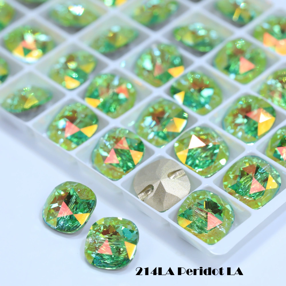 5A Grade Sparkling Cushion Cross Hole Crystal Buttons for Wedding Dress Blouse DIY Clothing Decor Accessories Siam Rose