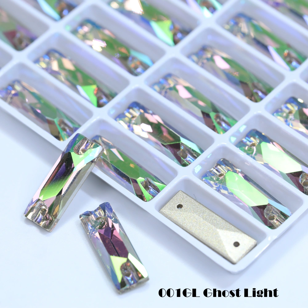 White Coated Cosmic Baguette Sew On Stones Long Glass Crystal Wedding Party Decor Nail Art DIY Craft Ornaments Craft Supplies
