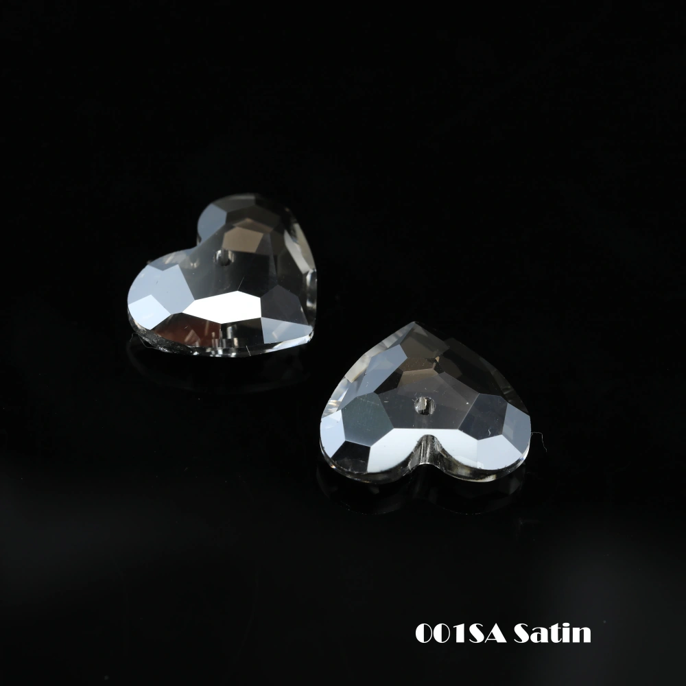 Shiny Single Hole Rhinestones Truly in Love Heart Pendant Crystal Stones For DIY Jewelry Making Necklace Earring Handmade Crafts