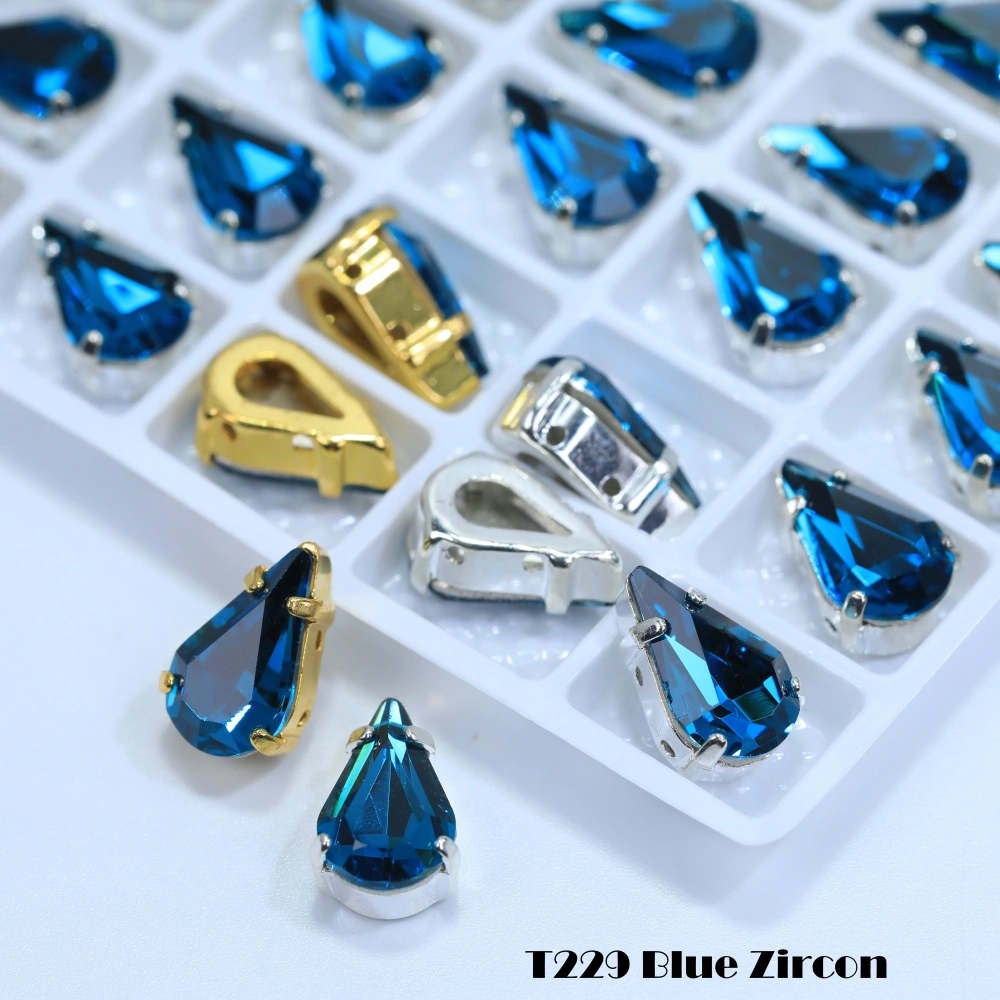 All Size Colour Tear Drop Glass Crystal Sewing Stone Sew on Rhinestones Gold Silver Claw Rhinestones For Garment Clothes Bags