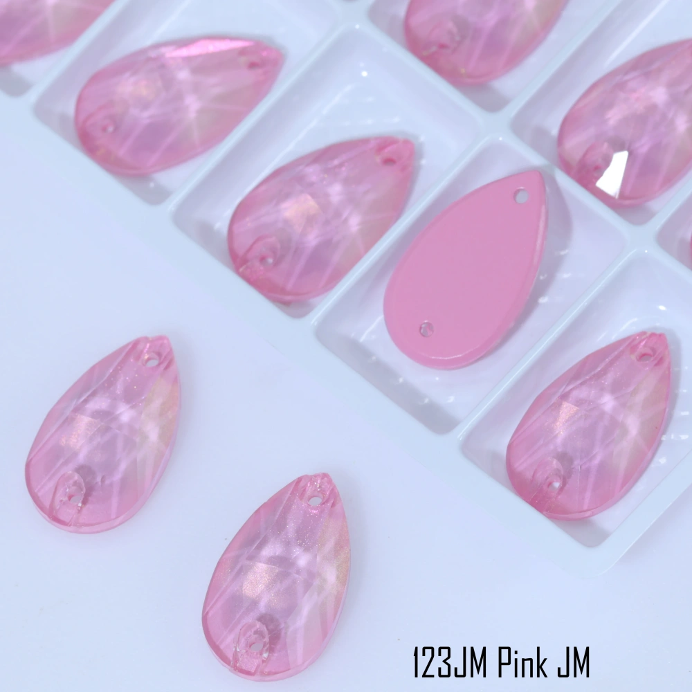 JM Effect Rhinestone Sparkling Glass Crystal Sew-on Stones Drop Style with Paint Effect for DIY Craft Clothing Accessories Shoes