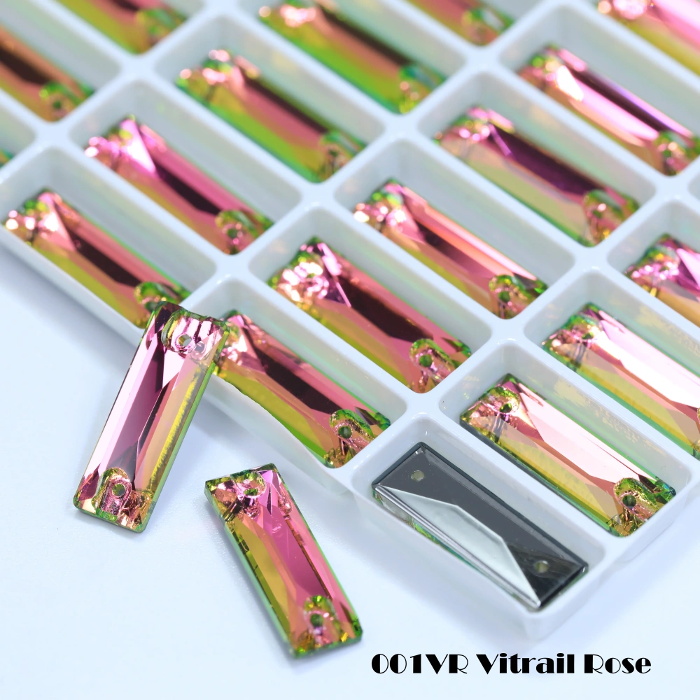 White Coated Cosmic Baguette Sew On Stones Long Glass Crystal Wedding Party Decor Nail Art DIY Craft Ornaments Craft Supplies