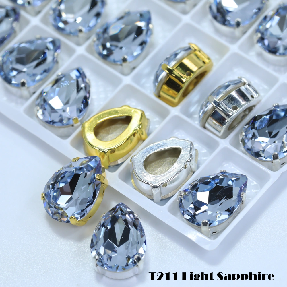 AAA Grade Bling Glass Crystal Chubby Teardrop Claw Rhinestones 3D Sparkle Sew On for DIY Craft Embellishments Bags Shoes Apparel