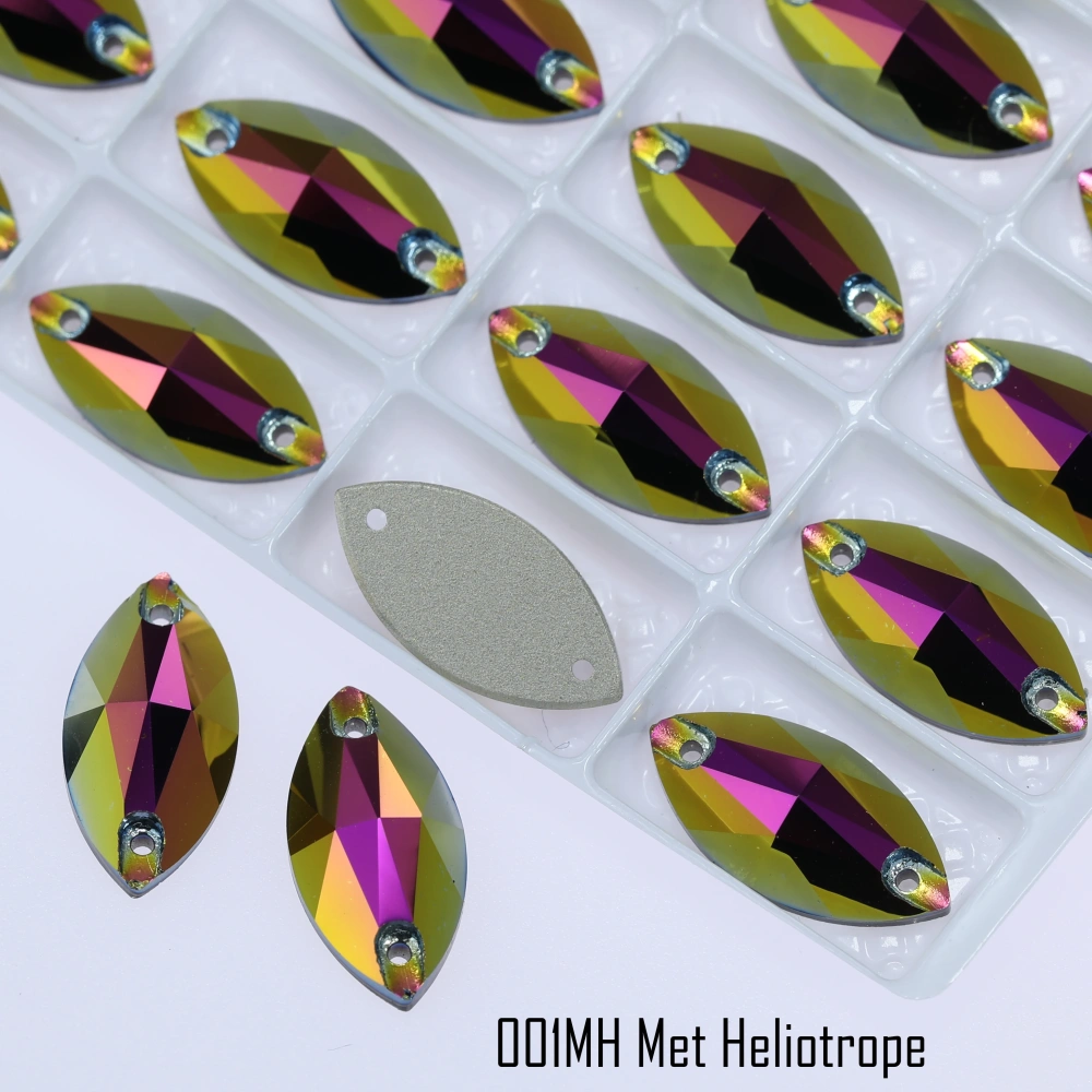 Rhinestone Navette Sew-on Stone Crystal Plating Effect Glass Sewing Stones for Clothing Top Quality Glass Crystal Sparkling