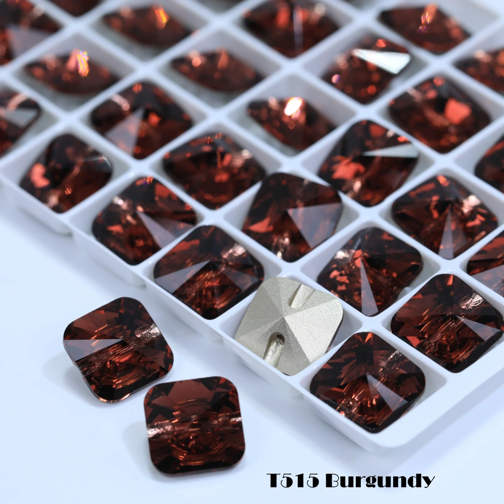 Rivoli Square Cross Hole Buttons High Quality Glass Crystal Buttons for DIY Sewing Wedding Dress Blouse Kids Clothing Bags