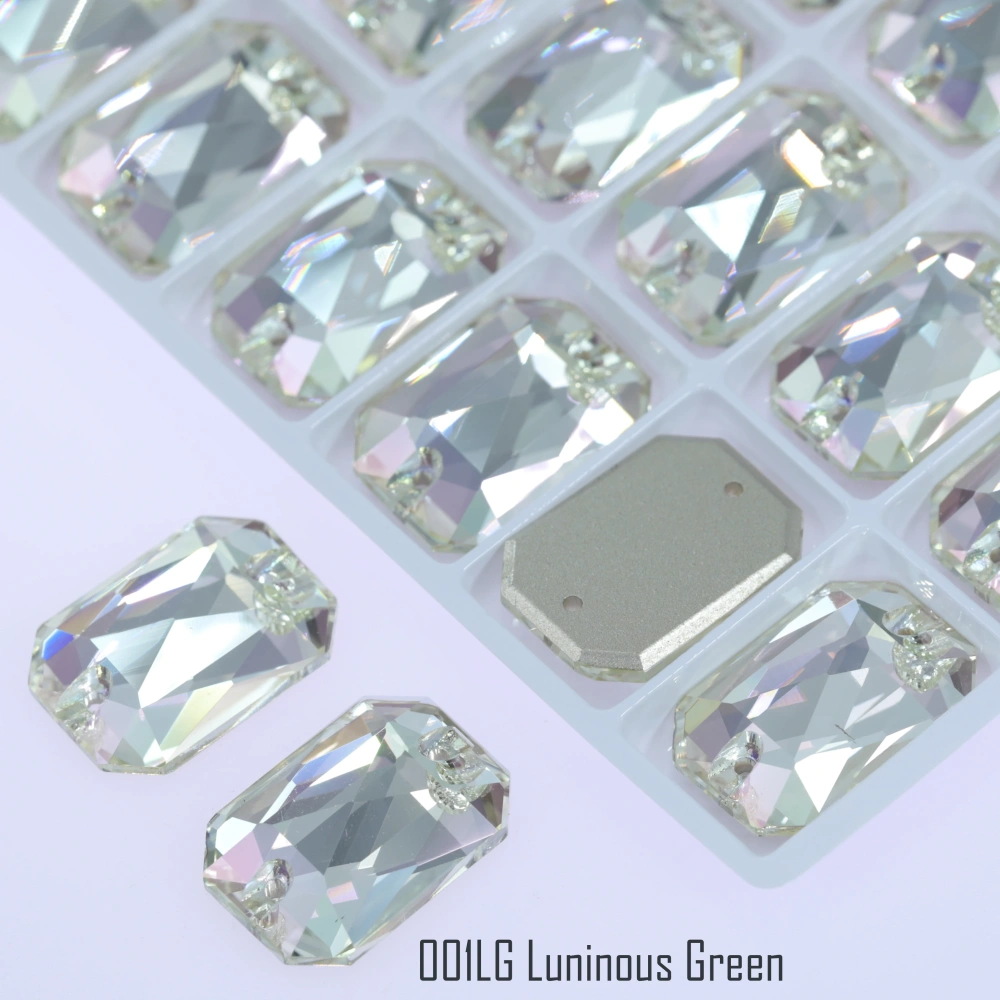 AB MO 3252 Emerald Cut Glass Sewing Stones for Clothing Wedding Dress Sparkling Fancy Crystals Rhinestone Flatback Sew-On Stone