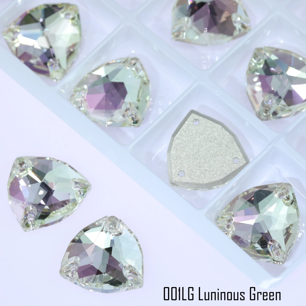 Rhinestone Trilliant Sew-on Stone Crystal Plating Effect Top Quality Sparkling Fancy K9 glass rhinestones with flatback  sewing