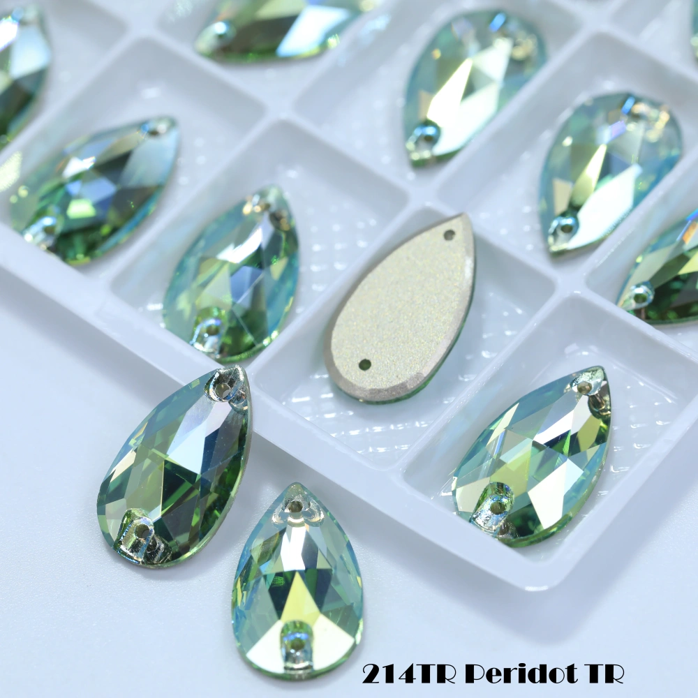 Drop TR Effect Transmission Silk Siam Glass Crystal Sewing Stones Flatback Sew on Rhinestones For Garment Clothes Bags
