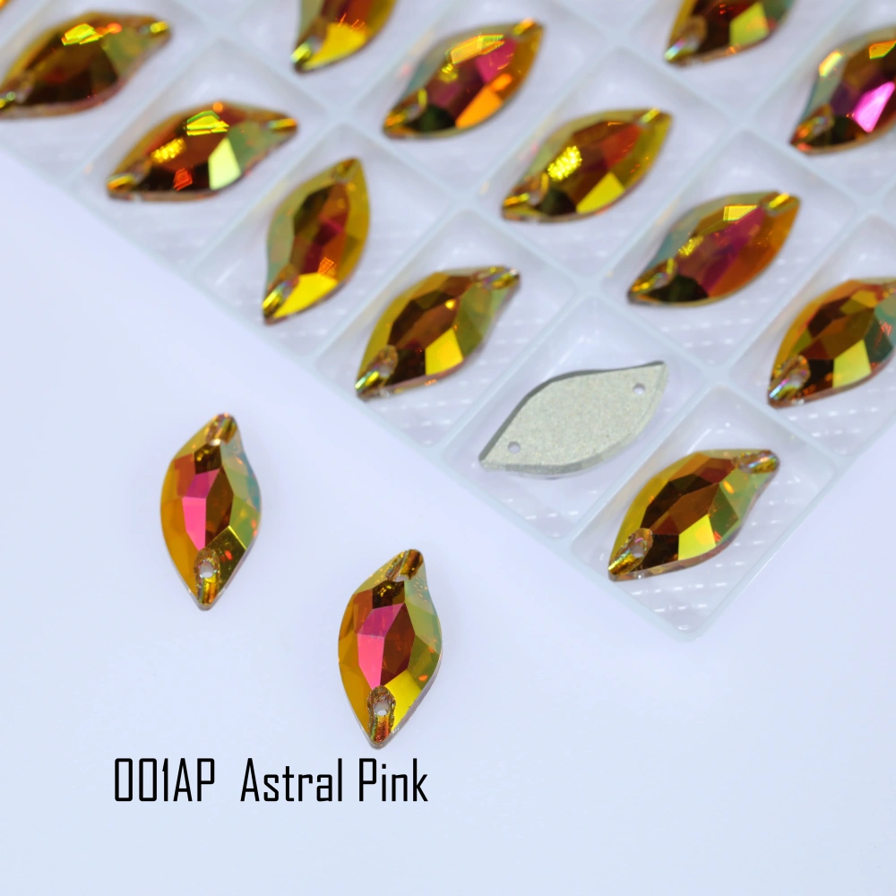 Rhinestone Diamond Leaf Sew-on Stone Crystal Plating Effect Various colors of high-quality K9 glass rhinestones with flat back