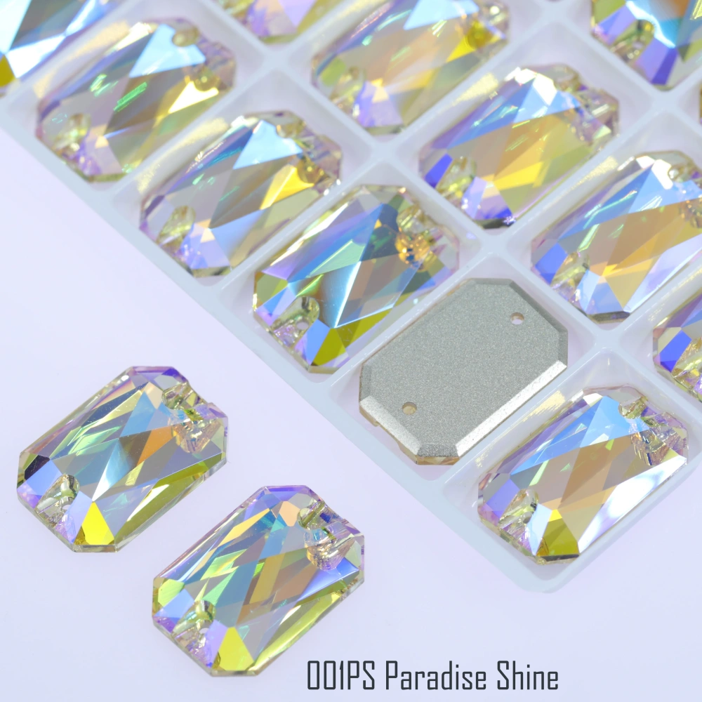 AB MO 3252 Emerald Cut Glass Sewing Stones for Clothing Wedding Dress Sparkling Fancy Crystals Rhinestone Flatback Sew-On Stone