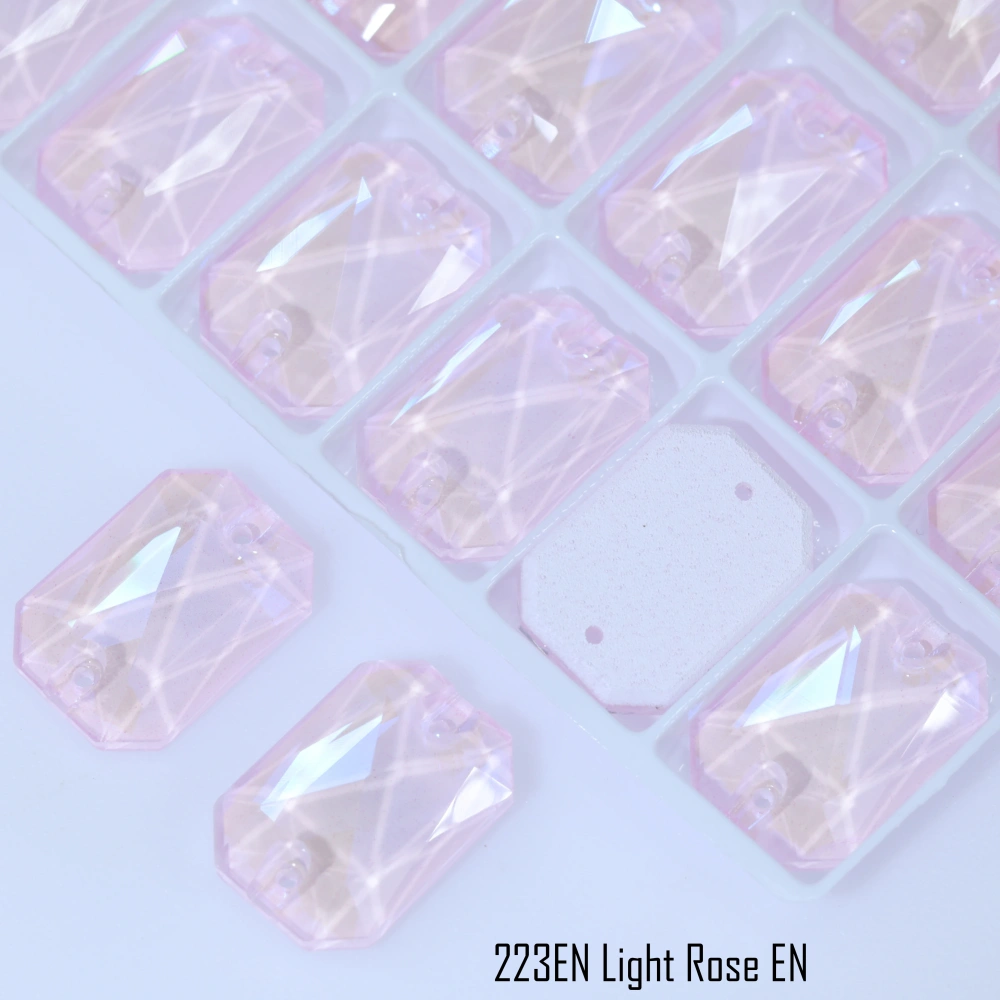 Luminous Emerald Cut Glass Crystal Sew-on Stones Paint Effect Style Sparkling Sewing Stones for Clothing Decoration Rhinestones