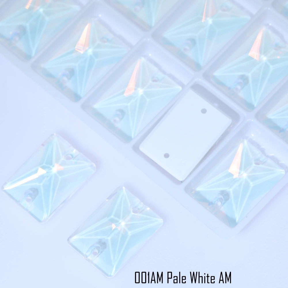 Rectangular Right-Angle AM Sew-On Glass Crystal White Glossy Finish DIY Craft Supplies For Clothing Phone Case Hair Accessories
