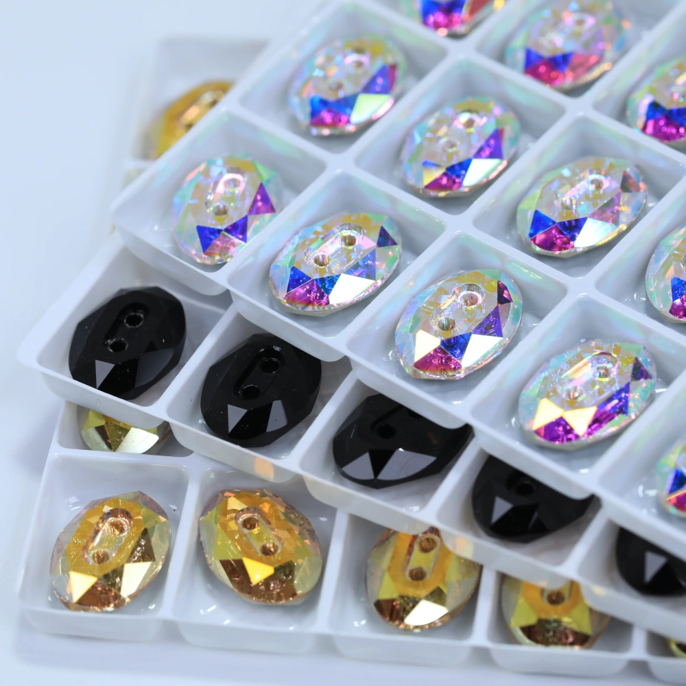 Normal Color Rhinestones Oval Buttons Stone-Design Version Superior Glass Crystal Sparkling Fancy DIY Wedding Dress Accessories