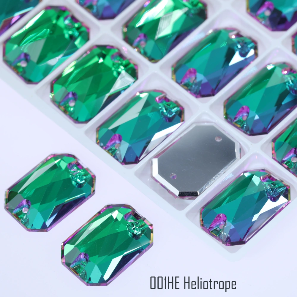 AB MO 3252 Emerald Cut Glass Sewing Stones for Clothing Wedding Dress Sparkling Fancy Crystals Rhinestone Flatback Sew-On Stone