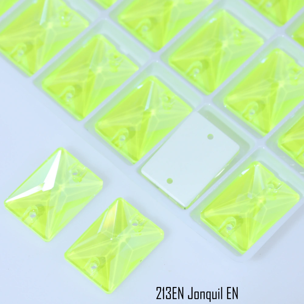 Sparkling Rectangular Right-Angle EN Sew-On Glass Stones White Glossy Finish For Phone Case Bedazzling Hair Bow Clothing DIY