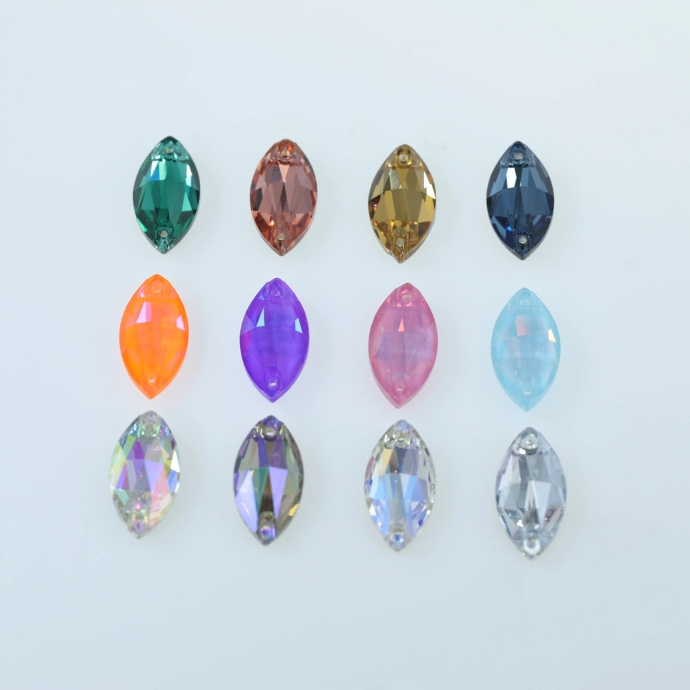 Rhinestone Navette Sew-on Stone Crystal Plating Effect Glass Sewing Stones for Clothing Top Quality Glass Crystal Sparkling
