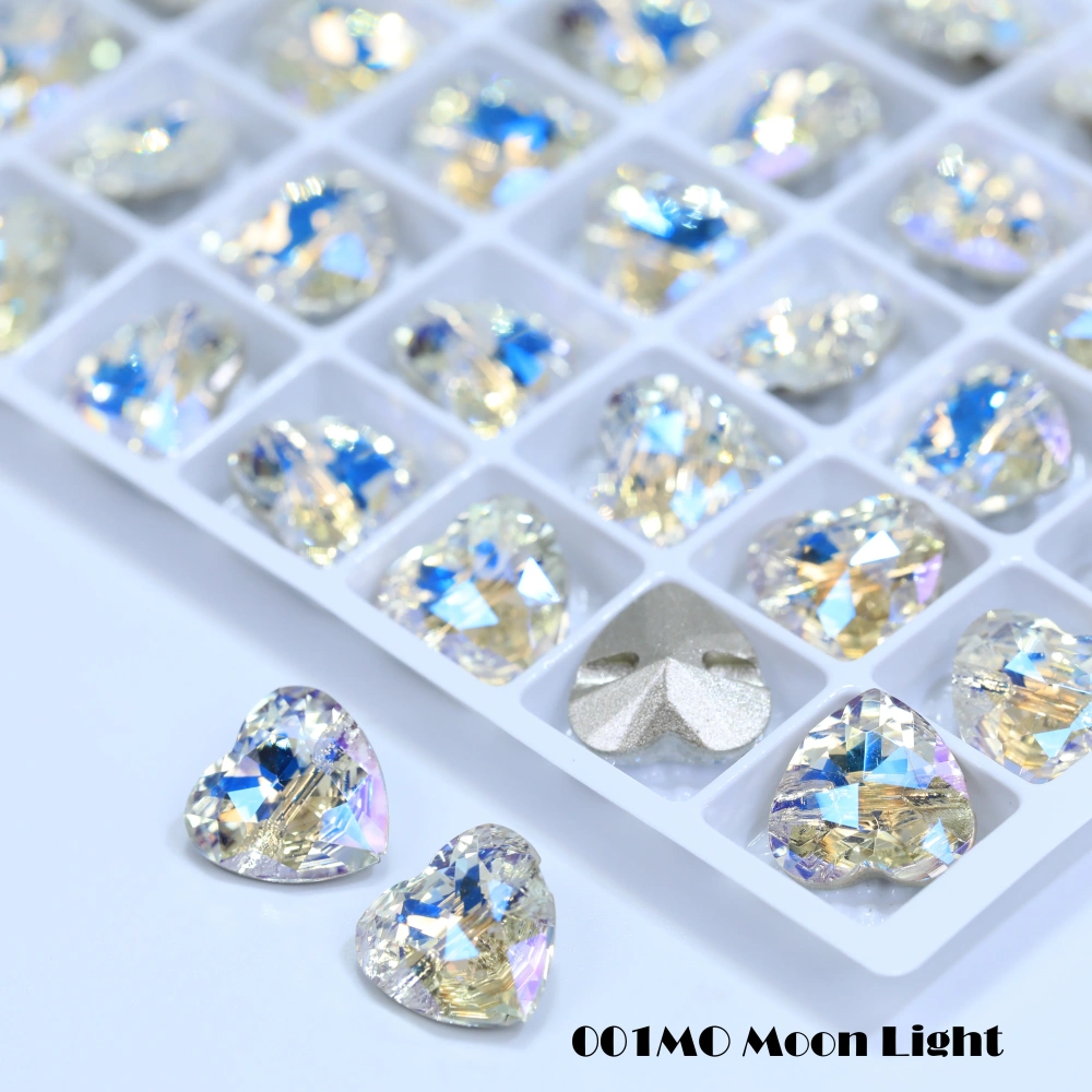 Heart Design Version Crystal Rhinestone Buttons Irregular Shiny Decorative Buttons for Dress Craft DIY Decoration AB GS SA