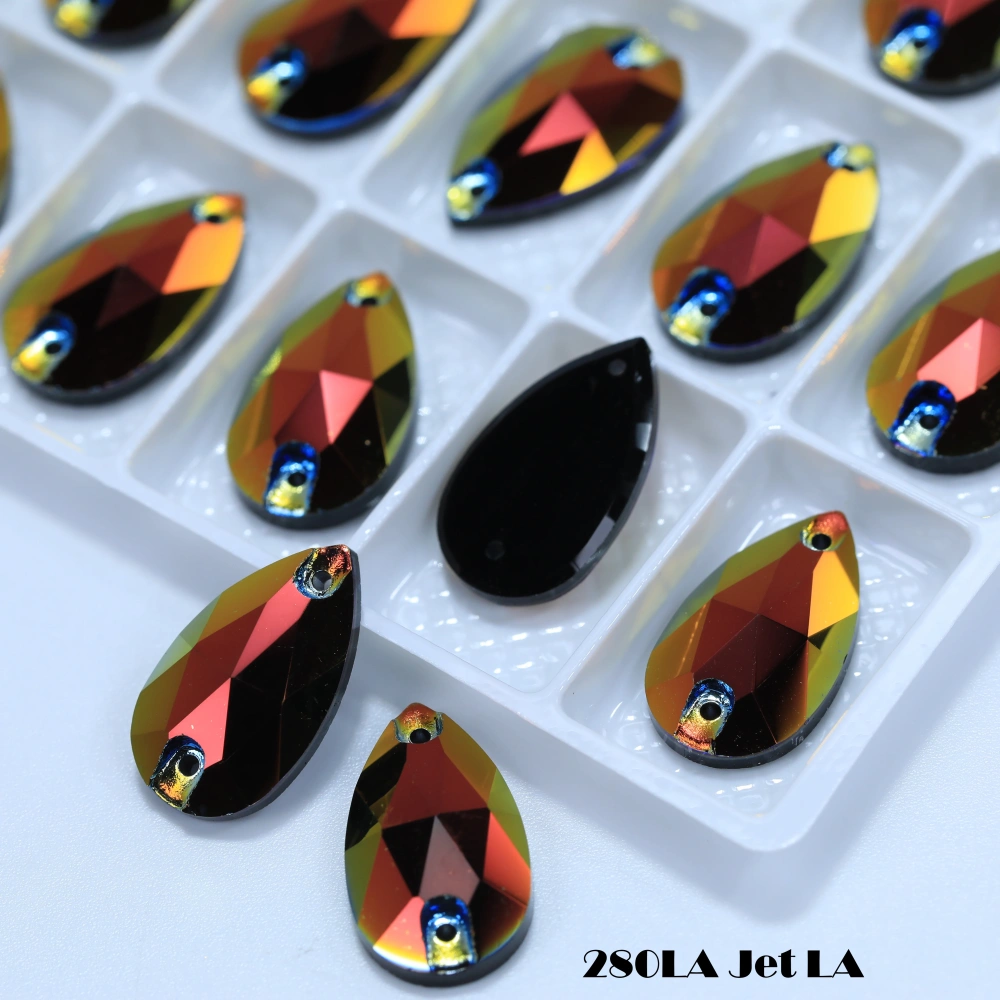 Shiny Color Coated Premium Grade Glass Crystal Water Drop Flat Buckle LA Hand Sewn Stone DIY Cloth Decor Bags Shoes Phone Cases