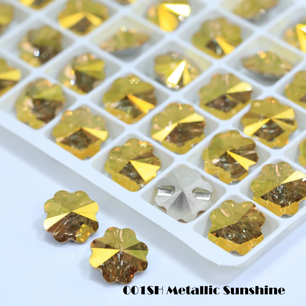 5A Grade High Quality Sparkling Glass Crystal Buttons Clover Shape Cross Hole Shiny Buttons for Clothing Sewing Accessories