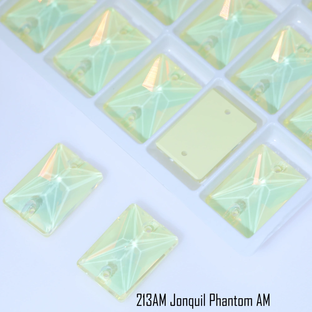 Rectangular Right-Angle AM Sew-On Glass Crystal White Glossy Finish DIY Craft Supplies For Clothing Phone Case Hair Accessories