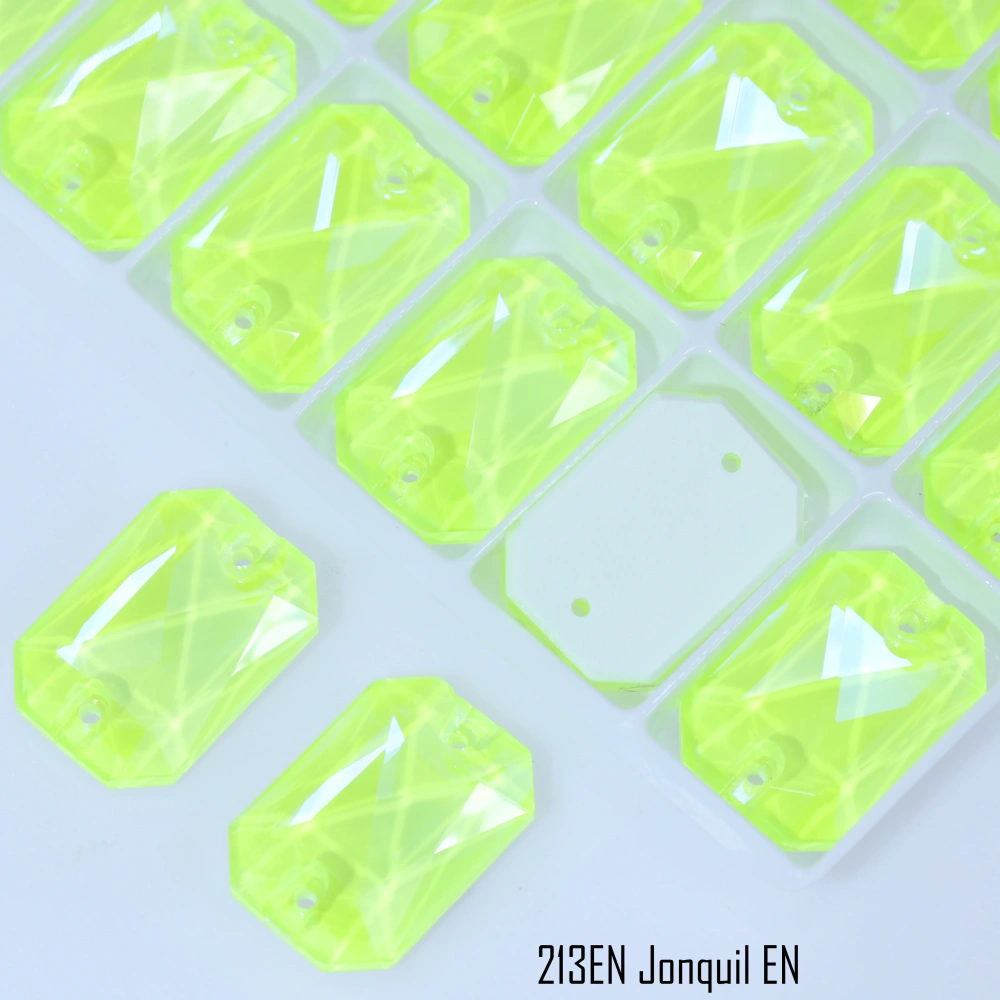 Luminous Emerald Cut Glass Crystal Sew-on Stones Paint Effect Style Sparkling Sewing Stones for Clothing Decoration Rhinestones