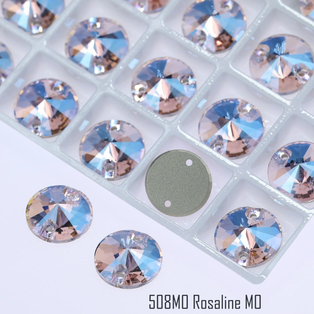 Rivoli Style Glass Crystal Sew-on Stones Normal Color Plating Effect MO Shiny Hand Sewing Gemstones for DIY Clothing Rhinestones