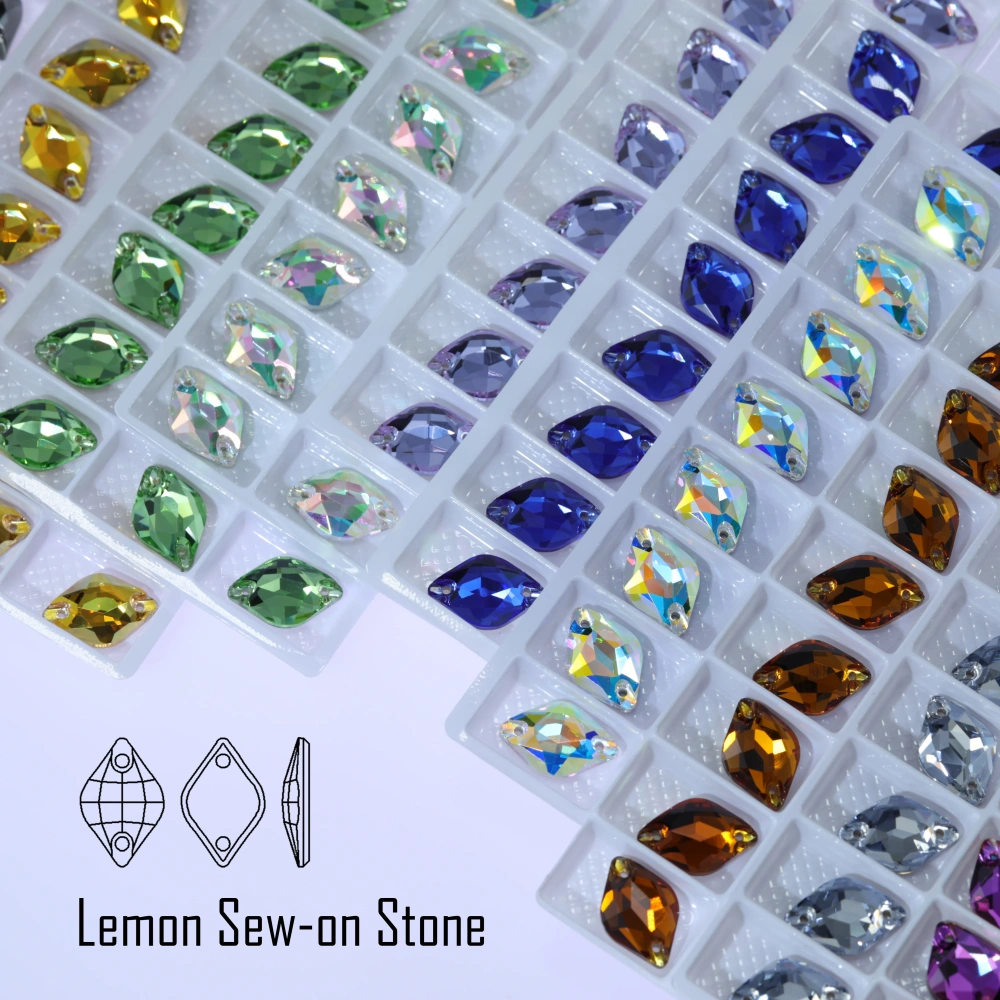 Lemon Sew-on Stone Crystal Plating Effect Top Quality K9 Glass Crystal Rhinestones Sparkling Fancy Sewing Stones for Clothing