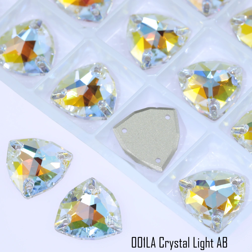 Rhinestone Trilliant Sew-on Stone Crystal Plating Effect Top Quality Sparkling Fancy K9 glass rhinestones with flatback  sewing